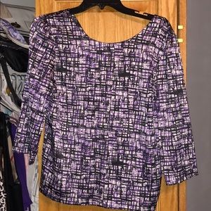 Purple, black and white patterned top